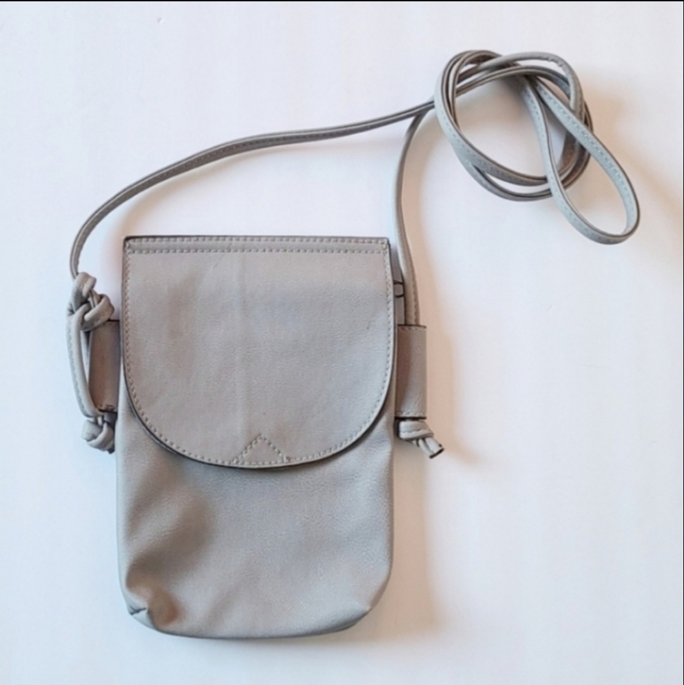 Grey faux leather crossbody bag